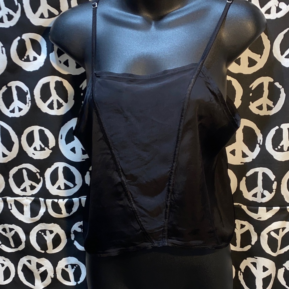 INDAH Elegant Black 100% Viscose Camisole Top Sz M